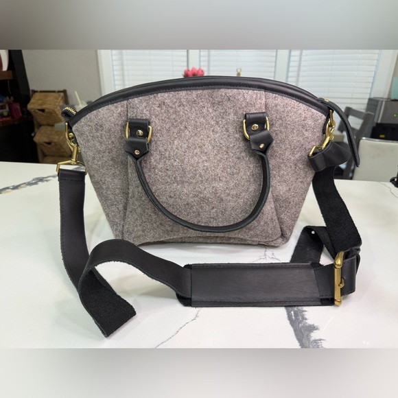 Sword & Plough Grey Wool Handbag - Picture 3 of 6